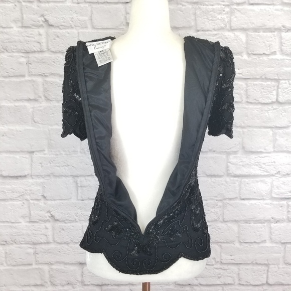 Adrianna Papell Boutique beaded back zipper vintage black top women's size PS - Picture 7 of 9